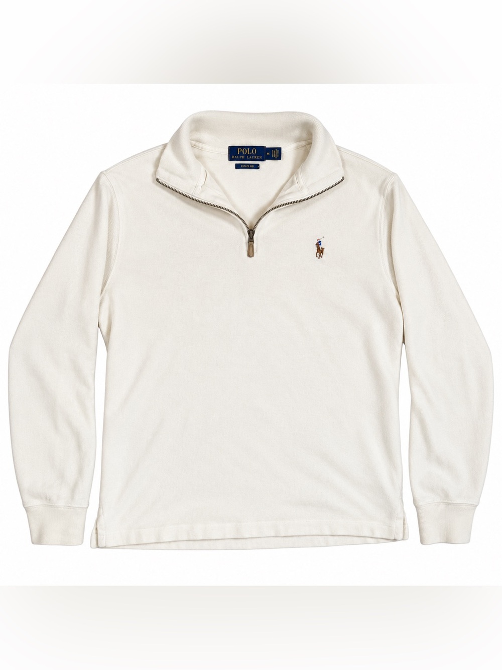 Polo Ralph Lauren Estate Rib Cream Quarter Zip Pullover M